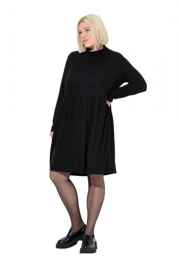 Ulla Popken 844233 Pletené šaty s dlhým rukávom Čierna - Pletené šaty - 