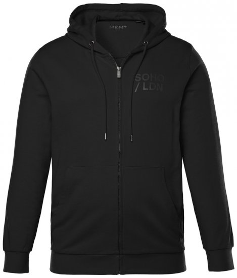 Men+ 305 Mikina s kapucňou na zips Soho LDN Čierna - Mikiny & mikiny bez kapucne - Mikiny & Mikiny s Kapucňou 2XL-12XL