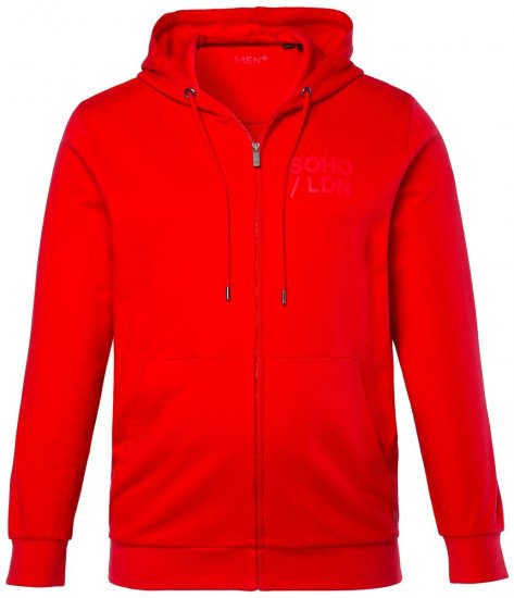 Men+ 305 Mikina s kapucňou na zips Soho LDN Chilli červená - Mikiny & mikiny bez kapucne - Mikiny & Mikiny s Kapucňou 2XL-12XL