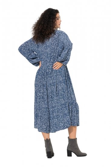 Ulla Popken 844594 Kvetované midi šaty Tmavomodrá - Midi šaty - Midi šaty pre plnoštíhle ženy