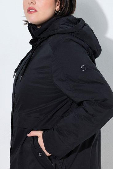 Ulla Popken 845111 Parka Čierna - Kabáty - Dámske kabáty veľkých veľkostí