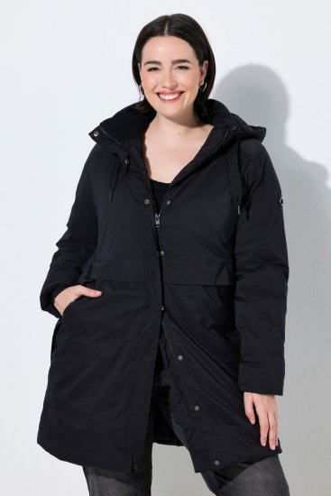 Ulla Popken 845111 Parka Čierna - Kabáty - Dámske kabáty veľkých veľkostí