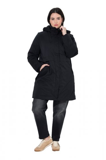 Ulla Popken 845111 Parka Čierna - Kabáty - Dámske kabáty veľkých veľkostí