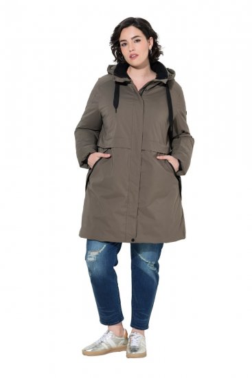 Ulla Popken 845111 Parka Tmavozelená - Kabáty - Dámske kabáty veľkých veľkostí