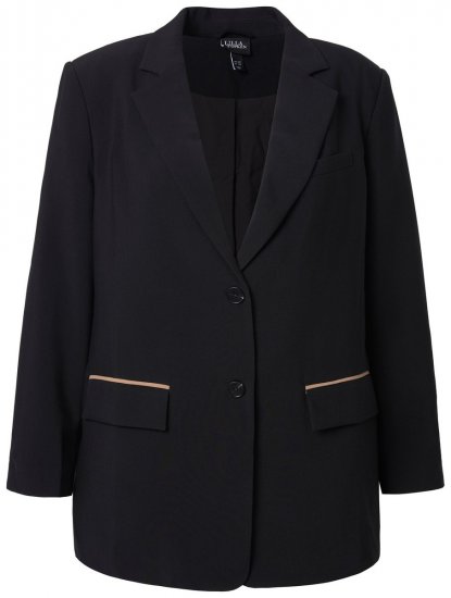 Ulla Popken 845336 Oversize strečové sako na dva gombíky Čierna - Saká - Saká v nadmerných veľkostiach