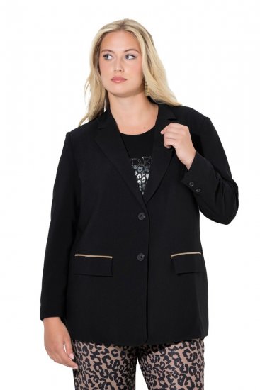 Ulla Popken 845336 Oversize strečové sako na dva gombíky Čierna - Saká - Saká v nadmerných veľkostiach