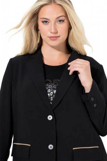 Ulla Popken 845336 Oversize strečové sako na dva gombíky Čierna - Saká - Saká v nadmerných veľkostiach
