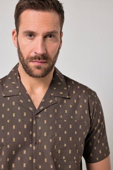 JP1880 Boxy Cuba Short Sleeve Shirt Brown - Košele - Košele 2XL-10XL