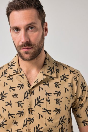 JP1880 Boxy Cuba Short Sleeve Shirt Camel - Košele - Košele 2XL-10XL