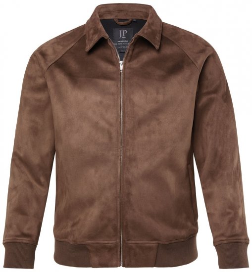 JP1880 846200 Bomber bunda v imitácii semišu Tmavohnedá - Bundy - Bundy Nadmerné Veľkosti 2XL-8XL