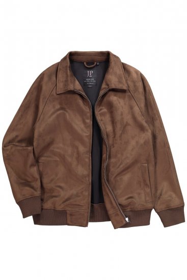 JP1880 846200 Bomber bunda v imitácii semišu Tmavohnedá - Bundy - Bundy Nadmerné Veľkosti 2XL-8XL