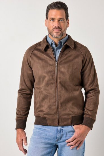JP1880 846200 Bomber bunda v imitácii semišu Tmavohnedá - Bundy - Bundy Nadmerné Veľkosti 2XL-8XL