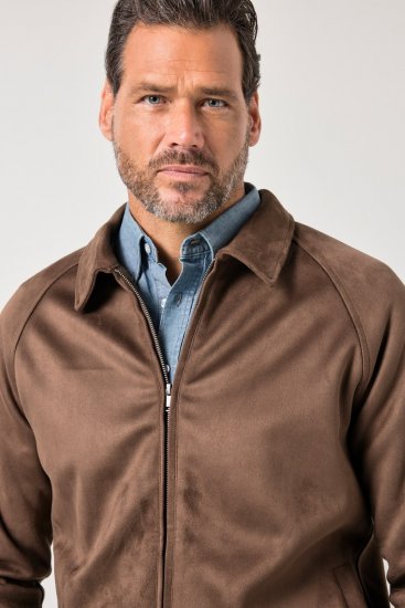 JP1880 846200 Bomber bunda v imitácii semišu Tmavohnedá - Bundy - Bundy Nadmerné Veľkosti 2XL-8XL