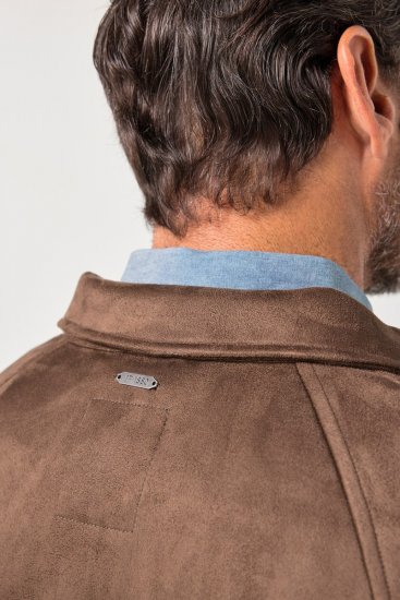 JP1880 846200 Bomber bunda v imitácii semišu Tmavohnedá - Bundy - Bundy Nadmerné Veľkosti 2XL-8XL