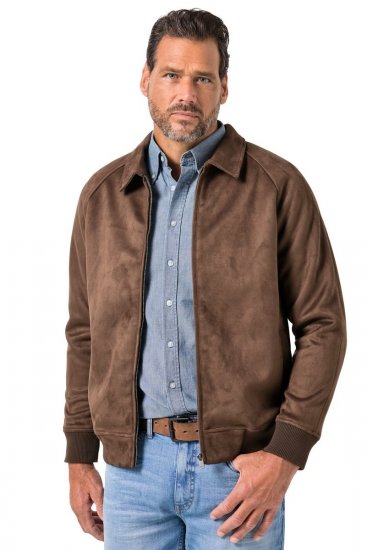 JP1880 846200 Bomber bunda v imitácii semišu Tmavohnedá - Bundy - Bundy Nadmerné Veľkosti 2XL-8XL