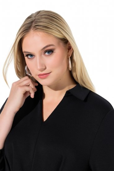 Ulla Popken 846373 Midi šaty s opaskom na viazanie Čierna - Midi šaty - Midi šaty pre plnoštíhle ženy