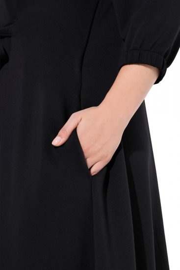 Ulla Popken 846373 Midi šaty s opaskom na viazanie Čierna - Midi šaty - Midi šaty pre plnoštíhle ženy