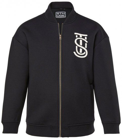 STHUGE 847083 Varsity bunda zo scuba látky Čierna - Bundy - Bundy Nadmerné Veľkosti 2XL-8XL