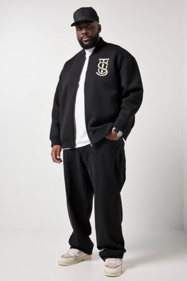 STHUGE 847083 Varsity bunda zo scuba látky Čierna - Bundy - Bundy Nadmerné Veľkosti 2XL-8XL