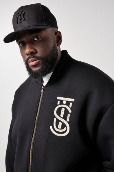STHUGE 847083 Varsity bunda zo scuba látky Čierna - Bundy - Bundy Nadmerné Veľkosti 2XL-8XL