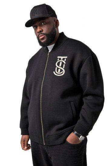 STHUGE 847083 Varsity bunda zo scuba látky Čierna - Bundy - Bundy Nadmerné Veľkosti 2XL-8XL
