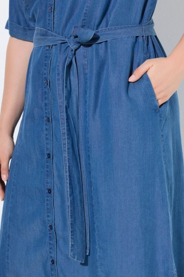 Ulla Popken 848491 Košeľové šaty Denimová modrá - Midi šaty - Midi šaty pre plnoštíhle ženy