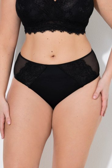 Ulla Popken 848693 Boxerky s čipkou Čierna - Nohavičky - 
