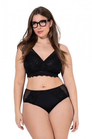 Ulla Popken 848693 Boxerky s čipkou Čierna - Nohavičky - 
