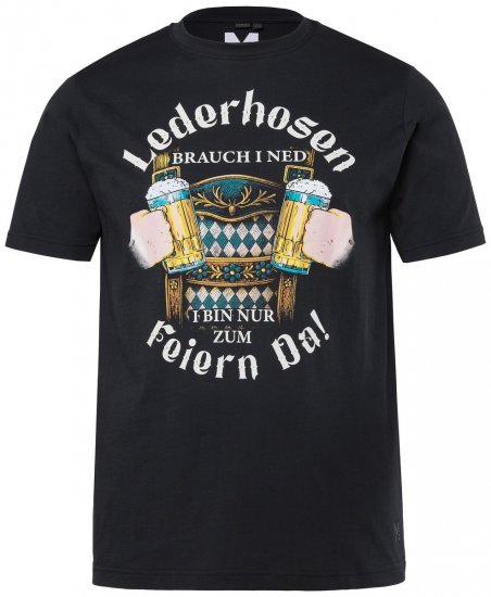 Men+ 410 Tričko Lederhosn Čierna - Tričká - Nadrozmerné tričká - 2XL-14XL