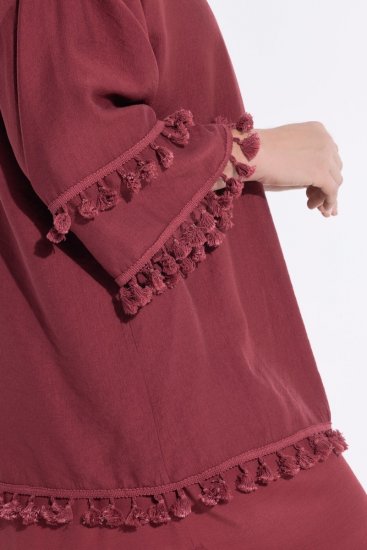 Ulla Popken 849860 Kimono Hrdzavo červená - Kardigany - Dámske cardigany vo veľkých veľkostiach