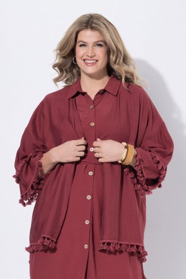 Ulla Popken 849860 Kimono Hrdzavo červená - Kardigany - Dámske cardigany vo veľkých veľkostiach