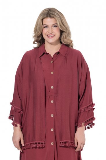 Ulla Popken 849860 Kimono Hrdzavo červená - Kardigany - Dámske cardigany vo veľkých veľkostiach