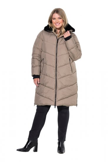 Ulla Popken 850041 Prešívaný kabát Taupe - Kabáty - Dámske kabáty veľkých veľkostí