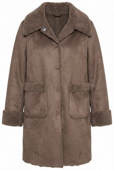 Ulla Popken 850251 Teddy kabát Svetlohnedá - Kabáty - Dámske kabáty veľkých veľkostí