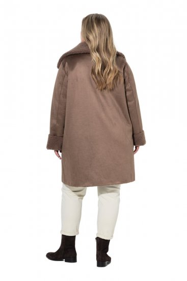 Ulla Popken 850251 Teddy kabát Svetlohnedá - Kabáty - Dámske kabáty veľkých veľkostí