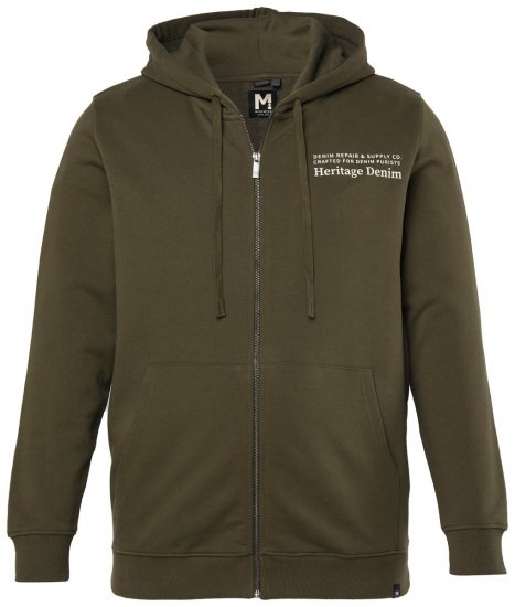 Men+ 375 Mikina s kapucňou na zips Heritage Denim Khaki zelená - Mikiny & mikiny bez kapucne - Mikiny & Mikiny s Kapucňou 2XL-12XL