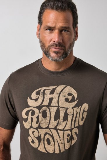 JP1880 851001 Rolling Stones Retro Logo Tričko Orieškové - Tričká s kapelami - Kapelové a hudobné tričká