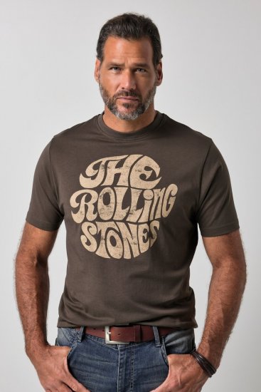 JP1880 851001 Rolling Stones Retro Logo Tričko Orieškové - Tričká s kapelami - Kapelové a hudobné tričká