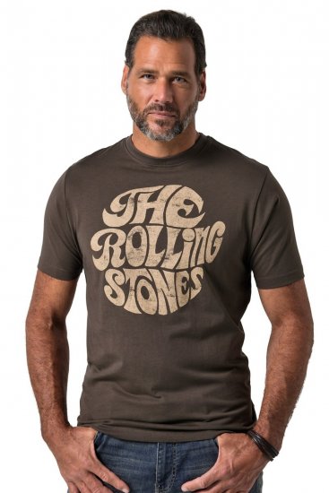 JP1880 851001 Rolling Stones Retro Logo Tričko Orieškové - Tričká s kapelami - Kapelové a hudobné tričká