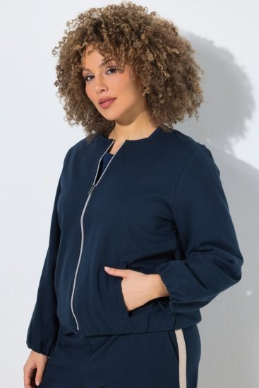 Ulla Popken 851040 Mikina na zips Tmavomodrá - Mikiny - Dámske mikiny veľkých veľkostí