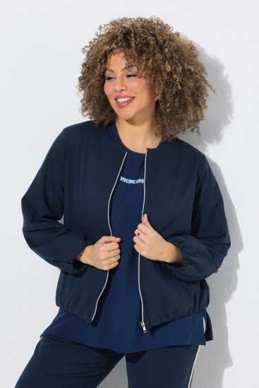 Ulla Popken 851040 Mikina na zips Tmavomodrá - Mikiny - Dámske mikiny veľkých veľkostí