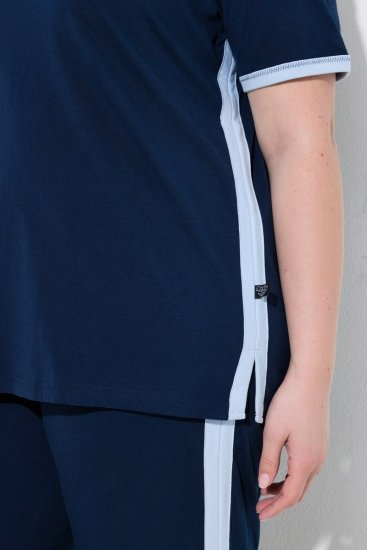 Ulla Popken 851245 Pyžamo s pruhmi Tmavomodrá - Pyžamá a domáce oblečenie - 