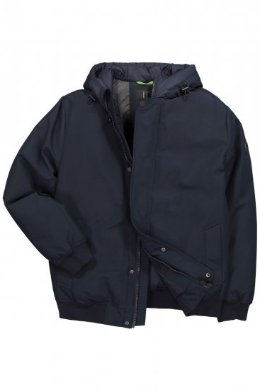 JP1880 851320 Bunda s kapucňou a teplou podšívkou Tmavomodrá - Bundy - Bundy Nadmerné Veľkosti 2XL-8XL