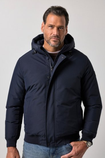 JP1880 851320 Bunda s kapucňou a teplou podšívkou Tmavomodrá - Bundy - Bundy Nadmerné Veľkosti 2XL-8XL