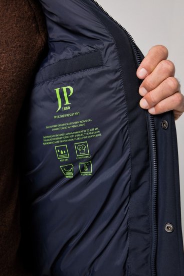 JP1880 851320 Bunda s kapucňou a teplou podšívkou Tmavomodrá - Bundy - Bundy Nadmerné Veľkosti 2XL-8XL
