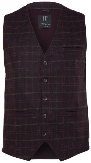 JP1880 851393 Károvaná tvídová vesta Vínovo červená - Obleky - Obleky 2XL-8XL