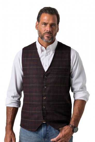 JP1880 851393 Károvaná tvídová vesta Vínovo červená - Obleky - Obleky 2XL-8XL