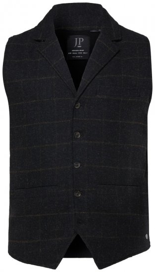 JP1880 851395 Károvaná tvídová vesta so strečom Čierna - Obleky - Obleky 2XL-8XL