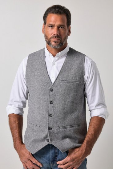 JP1880 851399 Vesta zo zmesi vlny s pleteným zadným dielom Svetlosivá - Obleky - Obleky 2XL-8XL