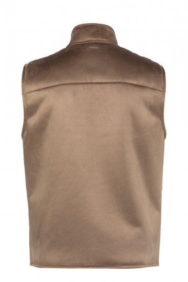 JP1880 851516 Vesta v imitácii semišu s teddy podšívkou Béžová - Bundy - Bundy Nadmerné Veľkosti 2XL-8XL